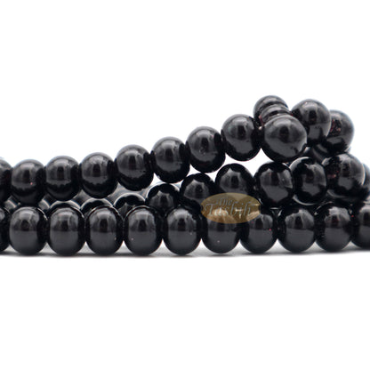 Large 12X9.5mm Black Monomer Tasbih Prayer 99-Beads Chain Tassel