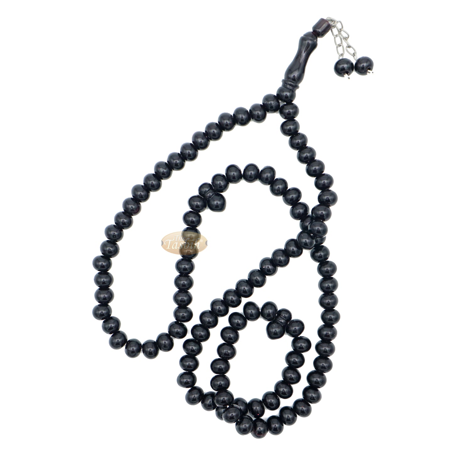 Tasbih Muslim Monomer Hitam Besar 12x9,5 mm Rantai Rumbai 99 Butir