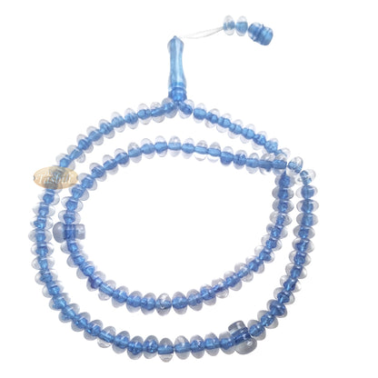 Muslim Dhikr Beads – Medium-Size Translucent Blue 8X5mm Simple Plastic 99-Bd Islamic Prayer Tasbeeh Dhikr Salat 20-Inch Misbaha Knob Ends