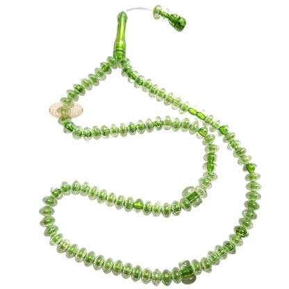 Muslim Dhikr Beads – Medium-Size Translucent Green 8X5mm Simple Plastic 99-Bd Islamic Prayer Tasbeeh Dhikr Salat 20-Inch Misbaha Knob Ends