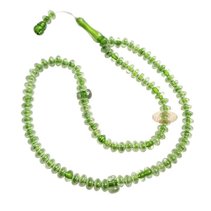 Muslim Dhikr Beads – Medium-Size Translucent Green 8×5 mm Simple Plastic 99-Bd Islamic Prayer Tasbeeh Dhikr Salat 20-inch Misbaha Knob Ends