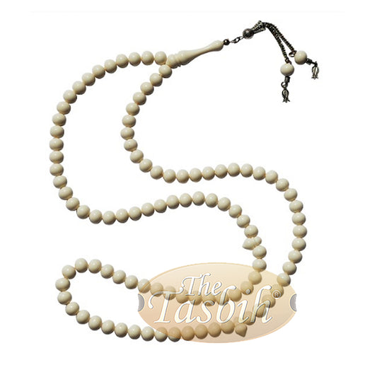 Medium 8.5x7.5 mm Bone Color Monomer Prayer Beads Tulip Charm Tassel