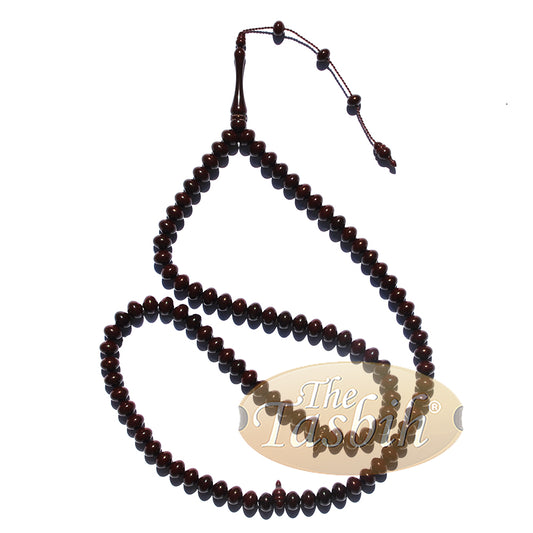 Elegant Horizontal Oval Dark Maroon Monomer Turkish Style Tasbih