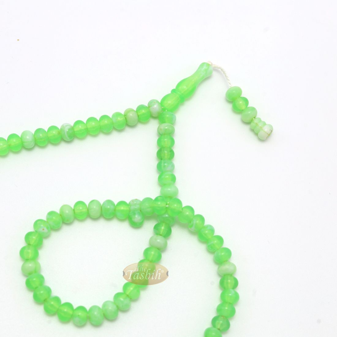Small Marble Green Yellow Plastic Tasbih 6x5mm Prayer Beads