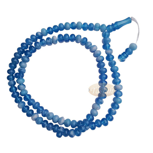 Muslim Prayer Beads – Marble Blue 7x9mm Oval Plastic Beads 99ct Dhikr Tasbih Sibha