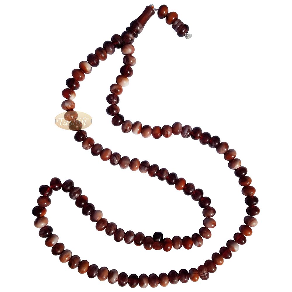 Muslim Prayer Beads – Marble Dark Brown 7×9 mm Oval Plastic Beads 99 count Dhikr Tasbih Sibha
