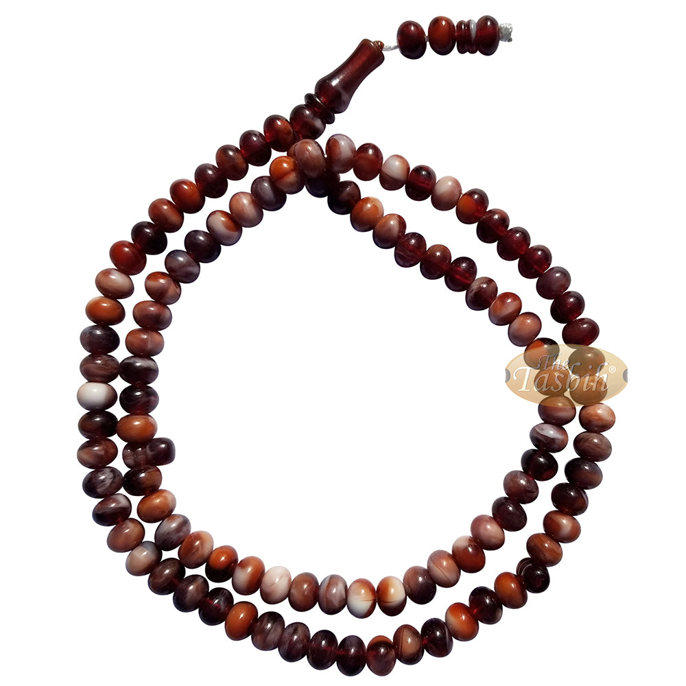 Tasbih Muslimah – Marble Dark Brown 7x9mm Manik Plastik Oval 99ct Dzikir Tasbih Sibha