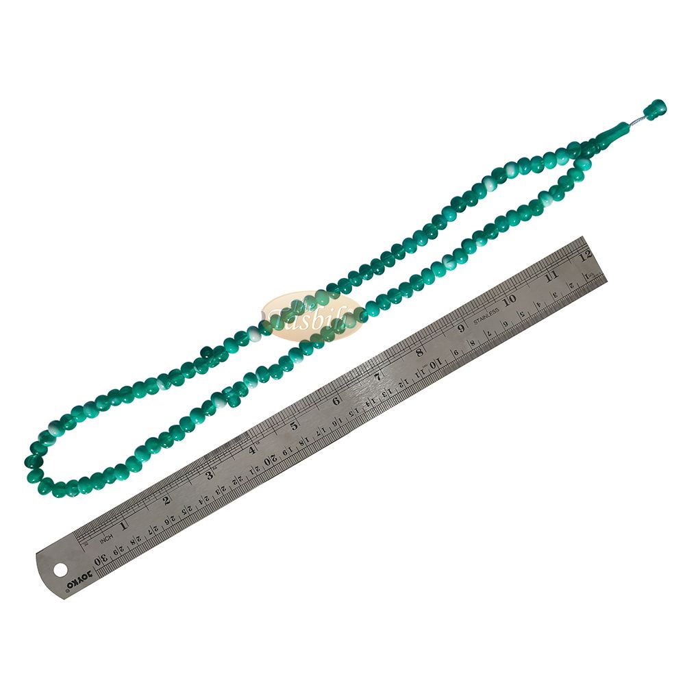 Muslim Prayer Beads – Marble Green 7×9 mm Oval Plastic Beads 99 count Dhikr Tasbih Sibha