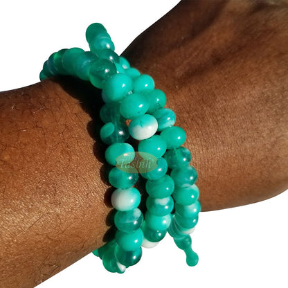 Muslim Prayer Beads – Marble Green 7×9 mm Oval Plastic Beads 99 count Dhikr Tasbih Sibha