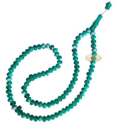 Muslim Prayer Beads – Marble Green 7×9 mm Oval Plastic Beads 99 count Dhikr Tasbih Sibha