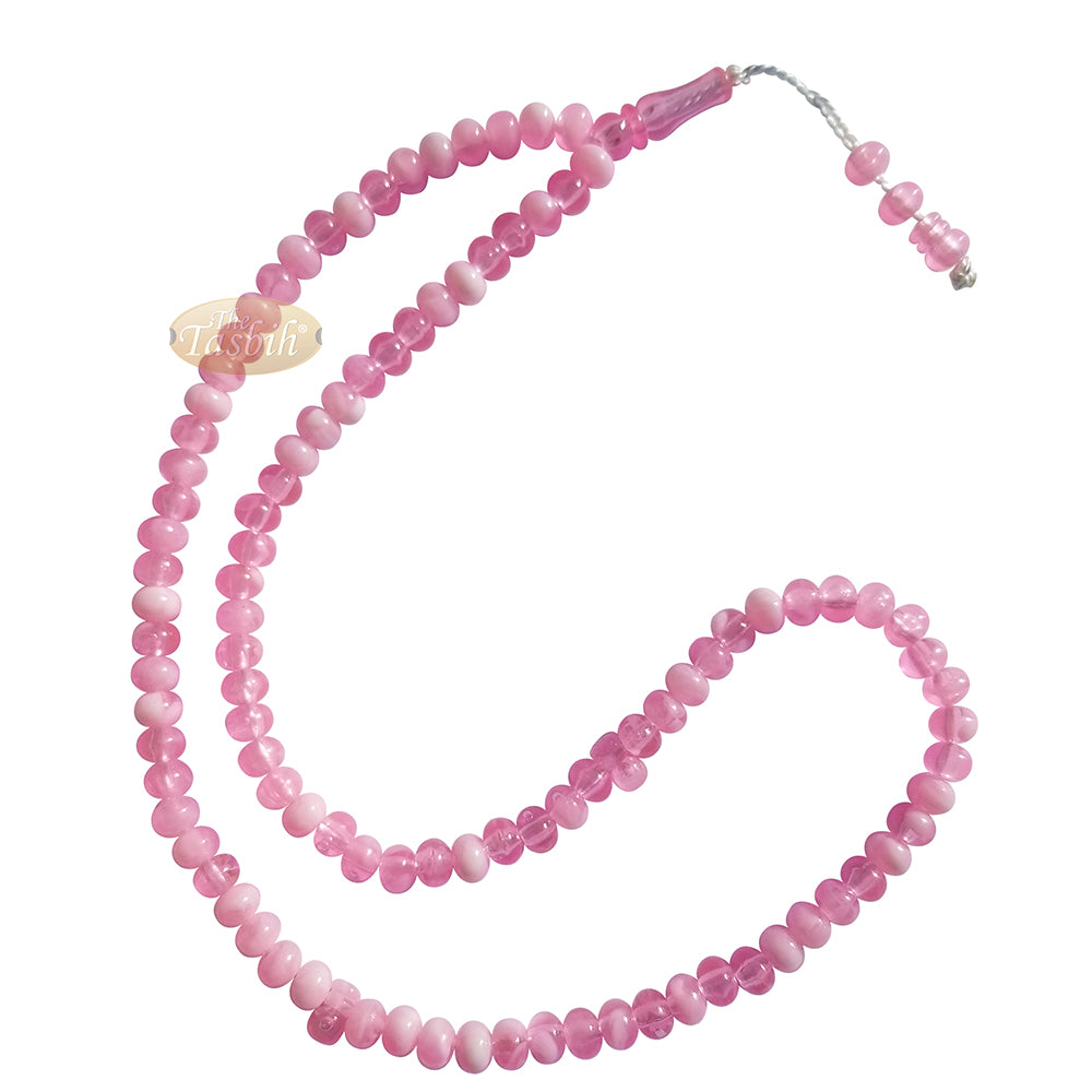 Muslim Prayer Beads – Marble Pink 7X9mm Oval Plastic Beads 99Ct Dhikr Tasbih Sibha