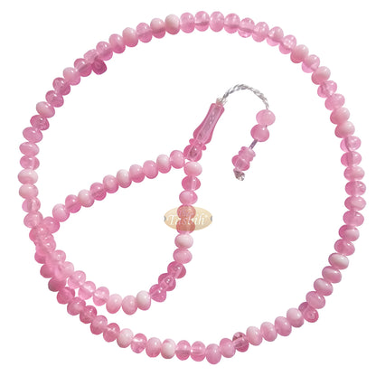 Muslim Prayer Beads – Marble Pink 7X9mm Oval Plastic Beads 99Ct Dhikr Tasbih Sibha