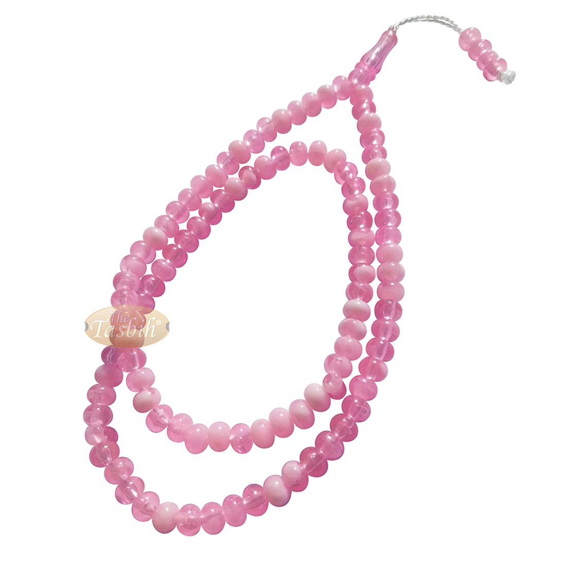 Muslim Prayer Beads – Marble Pink 7x9mm Oval Plastic Beads 99ct Dhikr Tasbih Sibha