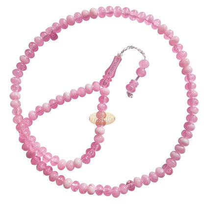 Muslim Prayer Beads – Marble Pink 7×9 mm Oval Plastic Beads 99 count Dhikr Tasbih Sibha