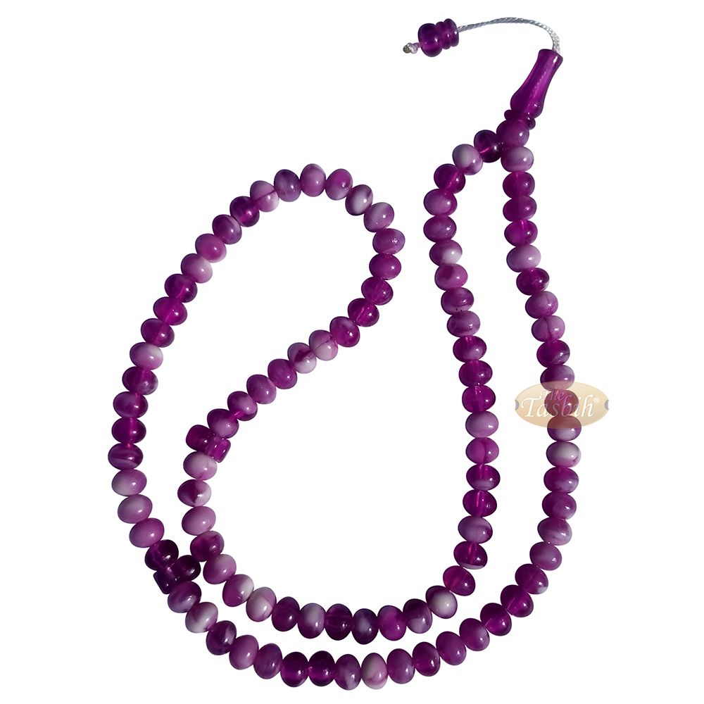 Muslim Prayer Beads – Marble Purple 7×9 mm Oval Plastic Beads 99 count Dhikr Tasbih Sibha