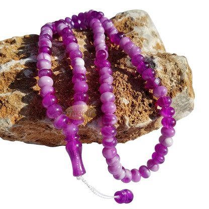 Muslim Prayer Beads – Marble Purple 7×9 mm Oval Plastic Beads 99 count Dhikr Tasbih Sibha