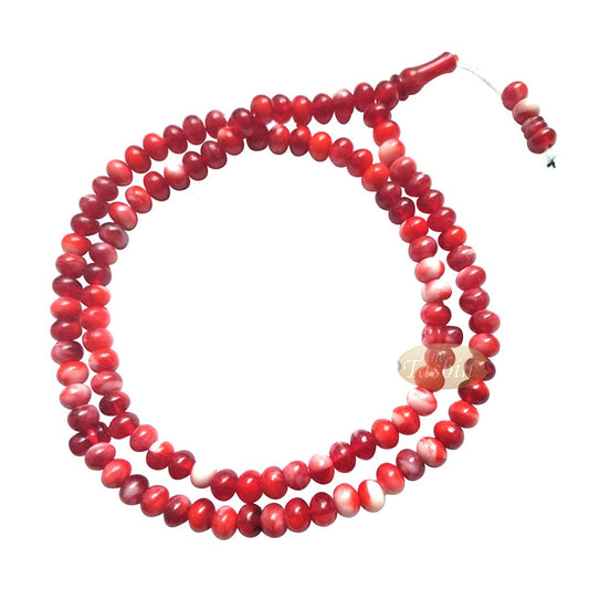 Prayer Beads – Plain White 9×8 Simple 99-Bead Horizontal Oval Plastic Tasbih Sibha Misbaha with Knob Stop Above Alif