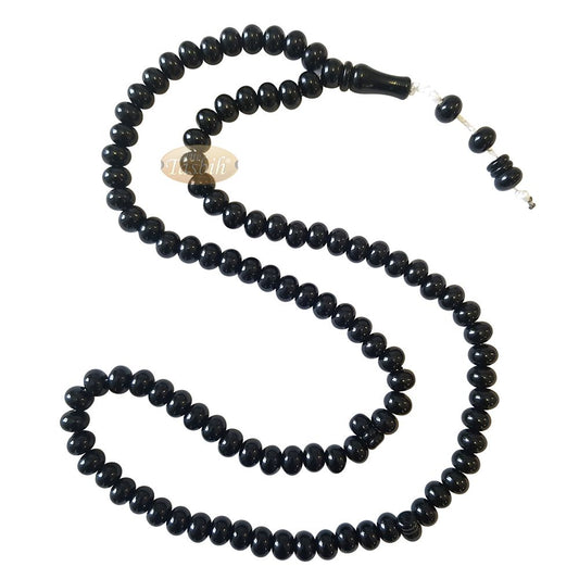 Islamic Subha Beads, Medium-Size Black Hard Monomer 7×8 mm Simple 26-inch
Muslim 99-Bd Tasbeeh Sibha Misbaha Dhikr and Prayer Necklace