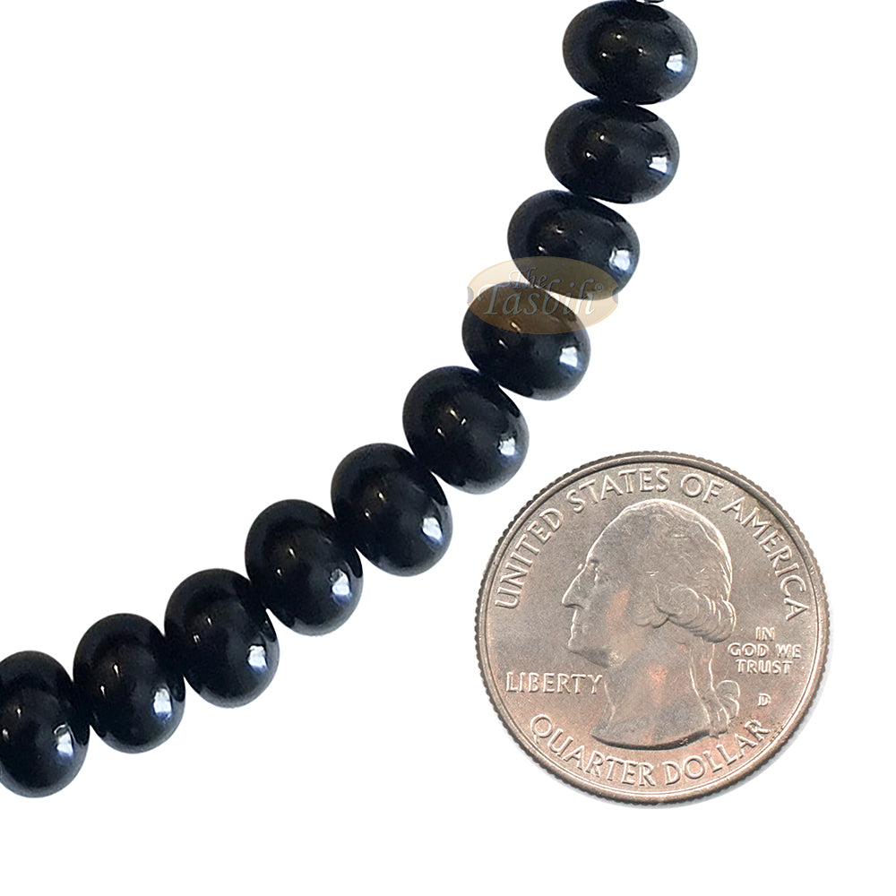 Islamic Subha Beads, Medium-Size Black Hard Monomer 7x8 mm Simple 26-inch
Muslim 99-Bd Tasbeeh Sibha Misbaha Dhikr and Prayer Necklace