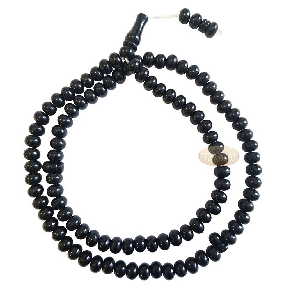 Islamic Subha Beads, Medium-Size Black Hard Monomer 7×8 mm Simple 26-inch
Muslim 99-Bd Tasbeeh Sibha Misbaha Dhikr and Prayer Necklace