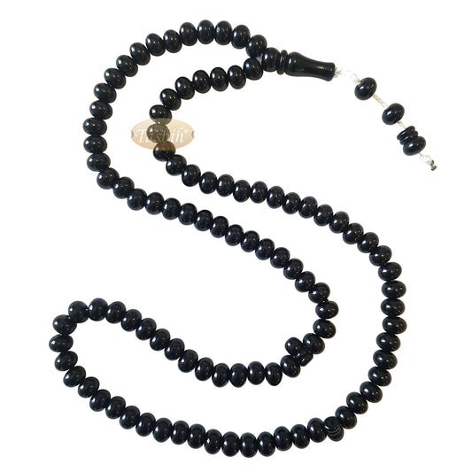 Islamic Subha Beads, Medium-Size Black Hard Monomer 7×8 mm Simple 26-inch
Muslim 99-Bd Tasbeeh Sibha Misbaha Dhikr and Prayer Necklace