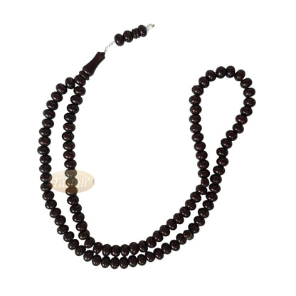 Islamic Subha Beads, Medium-Size Brown Hard Monomer 7x8 mm Simple 26-inch Muslim 99-Bd Tasbeeh Sibha Misbaha Dhikr and Prayer Necklace
