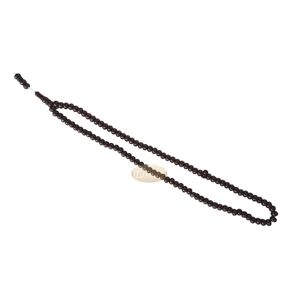 Islamic Subha Beads, Medium-Size Brown Hard Monomer 7×8 mm Simple 26-inch Muslim 99-Bd Tasbeeh Sibha Misbaha Dhikr and Prayer Necklace