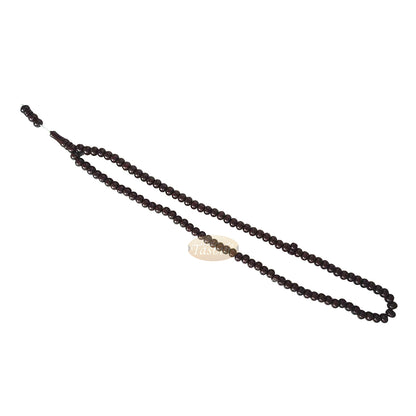 Islamic Subha Beads, Medium-Size Brown Hard Monomer 7x8 mm Simple 26-inch Muslim 99-Bd Tasbeeh Sibha Misbaha Dhikr and Prayer Necklace