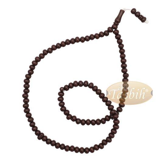 Islamic Subha Beads, Medium-Size Dark Brown Hard Monomer 7x8 mm Simple 26-inch Muslim 99-Bd Tasbeeh Sibha Misbaha Dhikr and Prayer Necklace