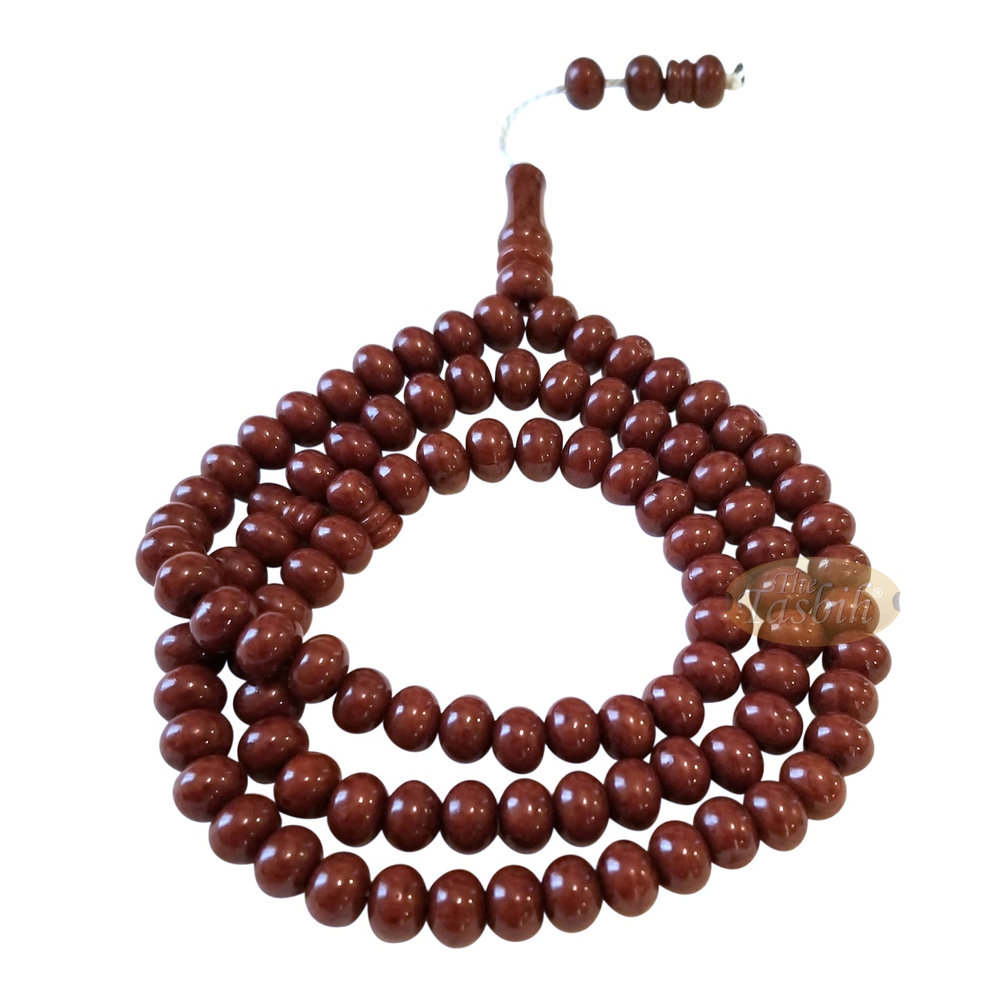 Islamic Subha Beads, Medium-Size Dark Brown Hard Monomer 7X8-mm Simple 26-Inch Muslim 99-Bd Tasbeeh Sibha Misbaha Dhikr And Prayer Necklace