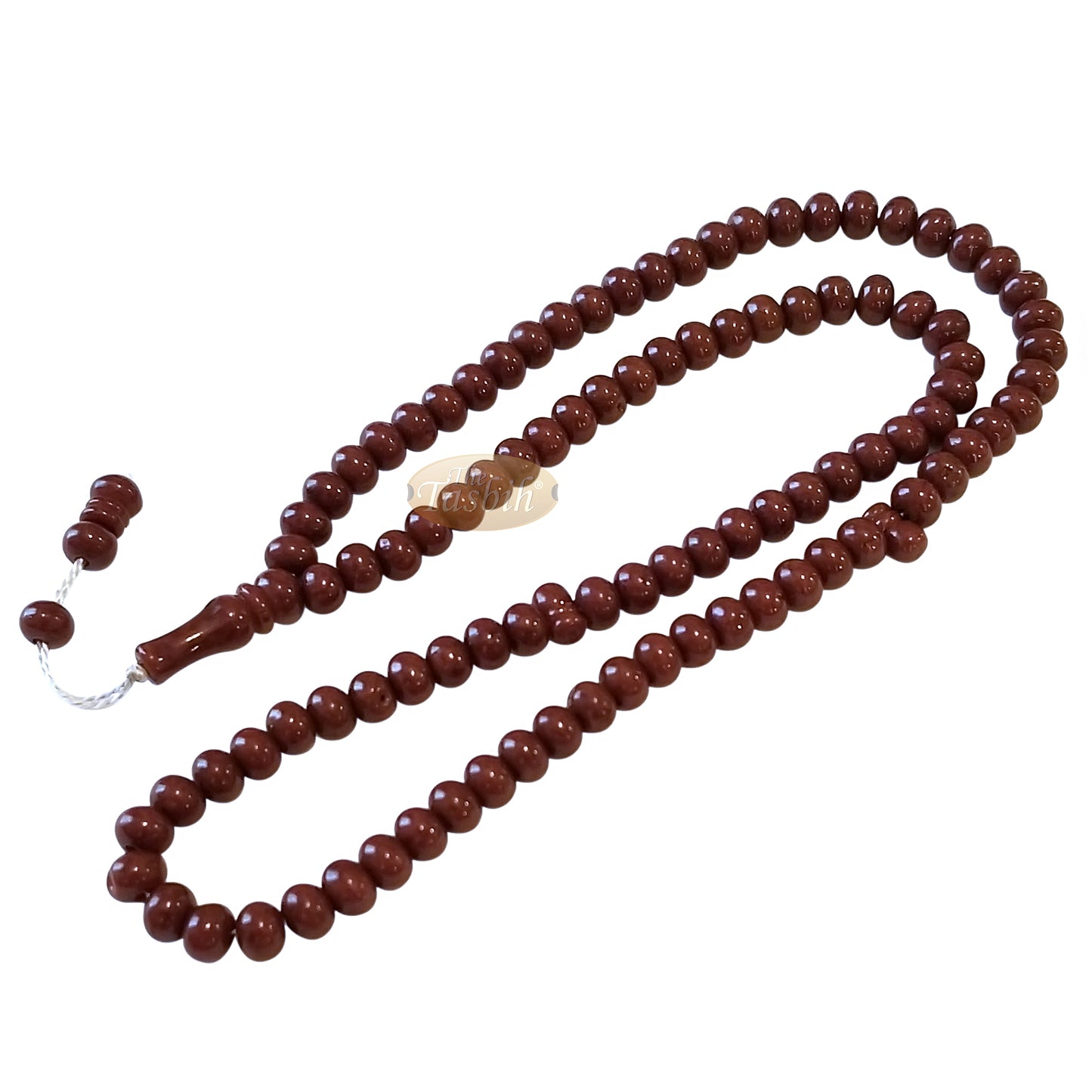 Islamic Subha Beads, Medium-Size Dark Brown Hard Monomer 7X8-mm Simple 26-Inch Muslim 99-Bd Tasbeeh Sibha Misbaha Dhikr And Prayer Necklace