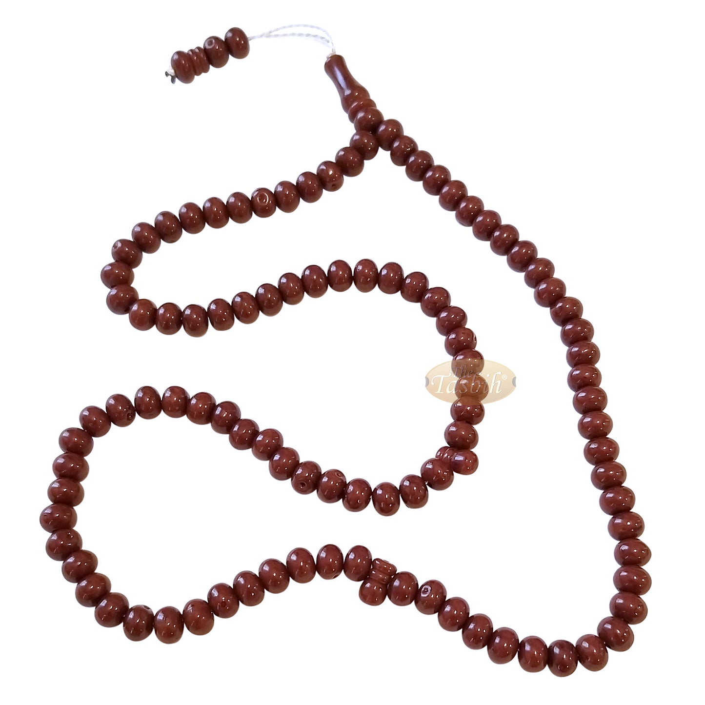 Islamic Subha Beads, Medium-Size Dark Brown Hard Monomer 7X8-mm Simple 26-Inch Muslim 99-Bd Tasbeeh Sibha Misbaha Dhikr And Prayer Necklace