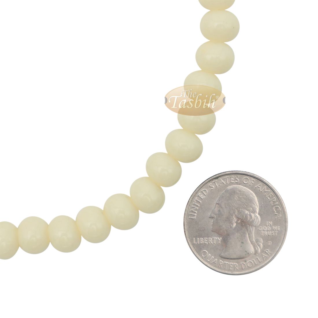 Cream Med-size 7x8mm-bead Monomer Islamic Prayer Bead Tasbih 2-chain
