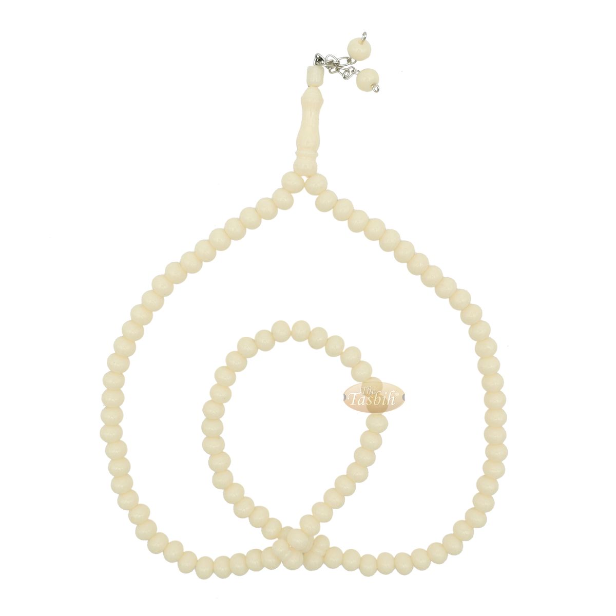 Cream Med-Size 7×8 mm-Bead Monomer Islamic Prayer Bead Tasbih 2-Chain