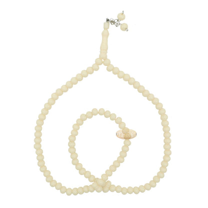Cream Med-Size 7×8 mm-Bead Monomer Islamic Prayer Bead Tasbih 2-Chain