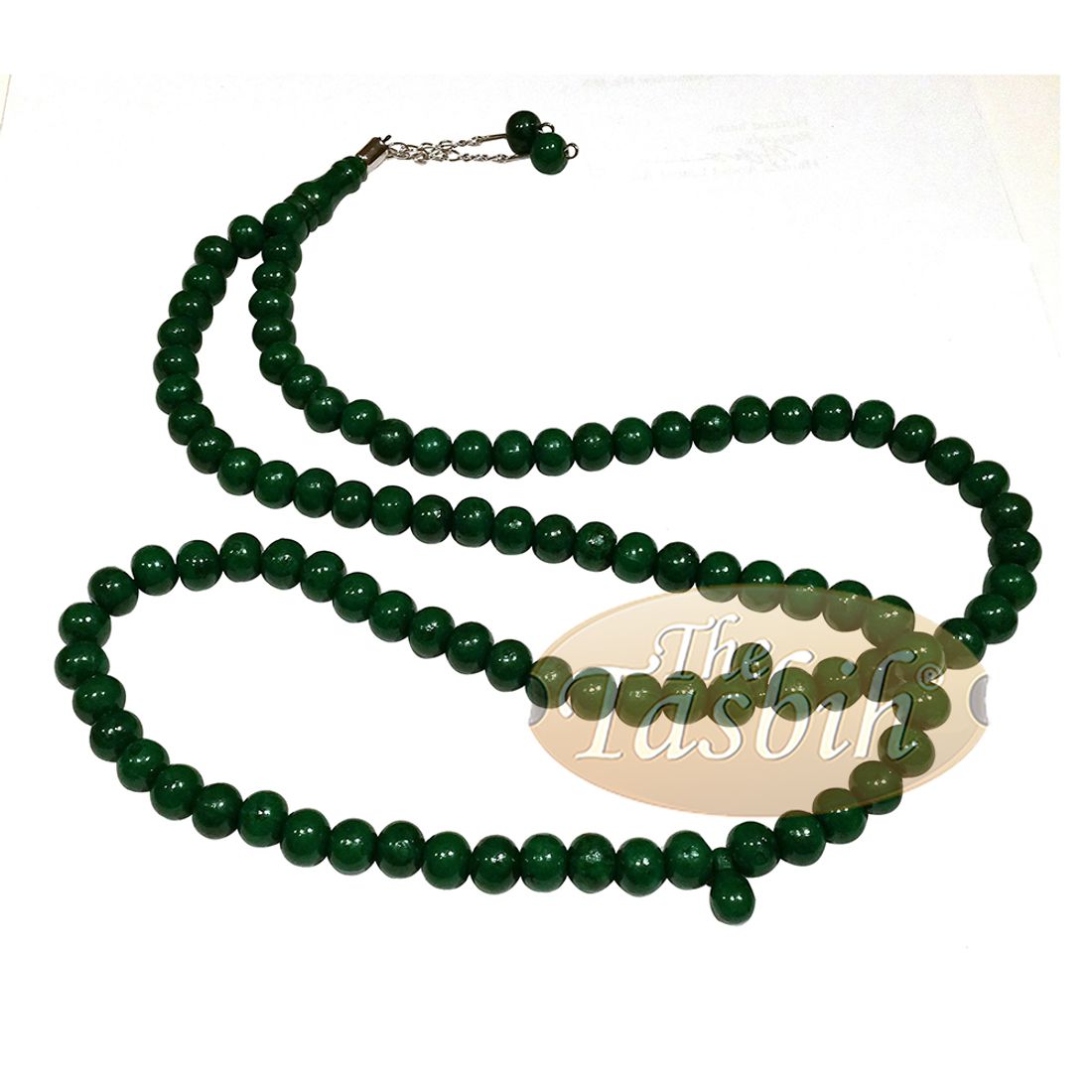 Dark Green Med-size 7x8mm-bead Monomer Prayer Bead Tasbih 2-chain
