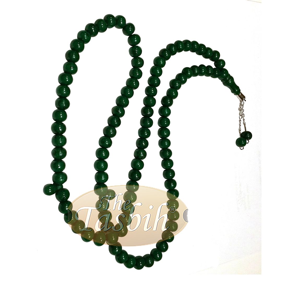 Dark Green Med-size 7x8mm-bead Monomer Prayer Bead Tasbih 2-chain