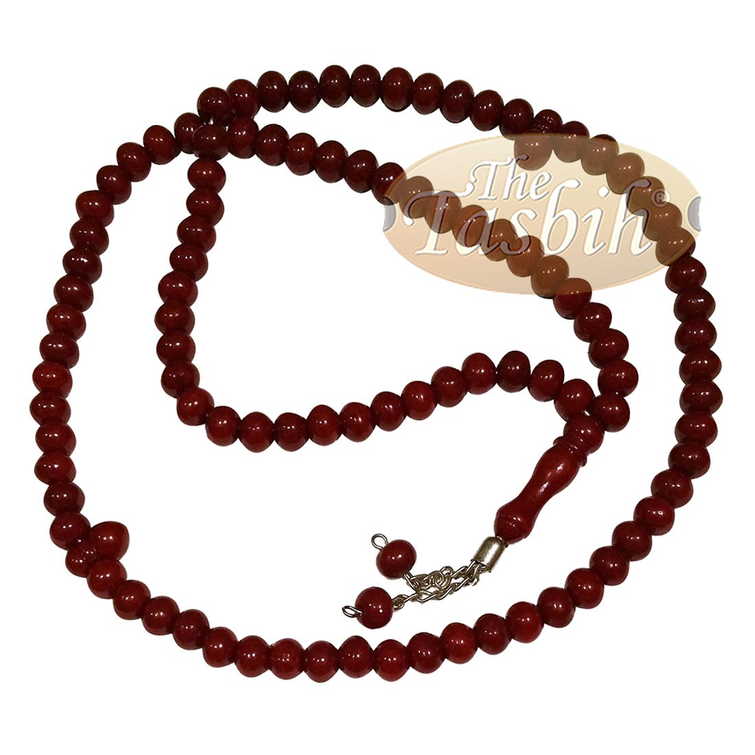 Maroon Med-size 7x8mm-bead Monomer Islamic Prayer Bead Tasbih 2-chain