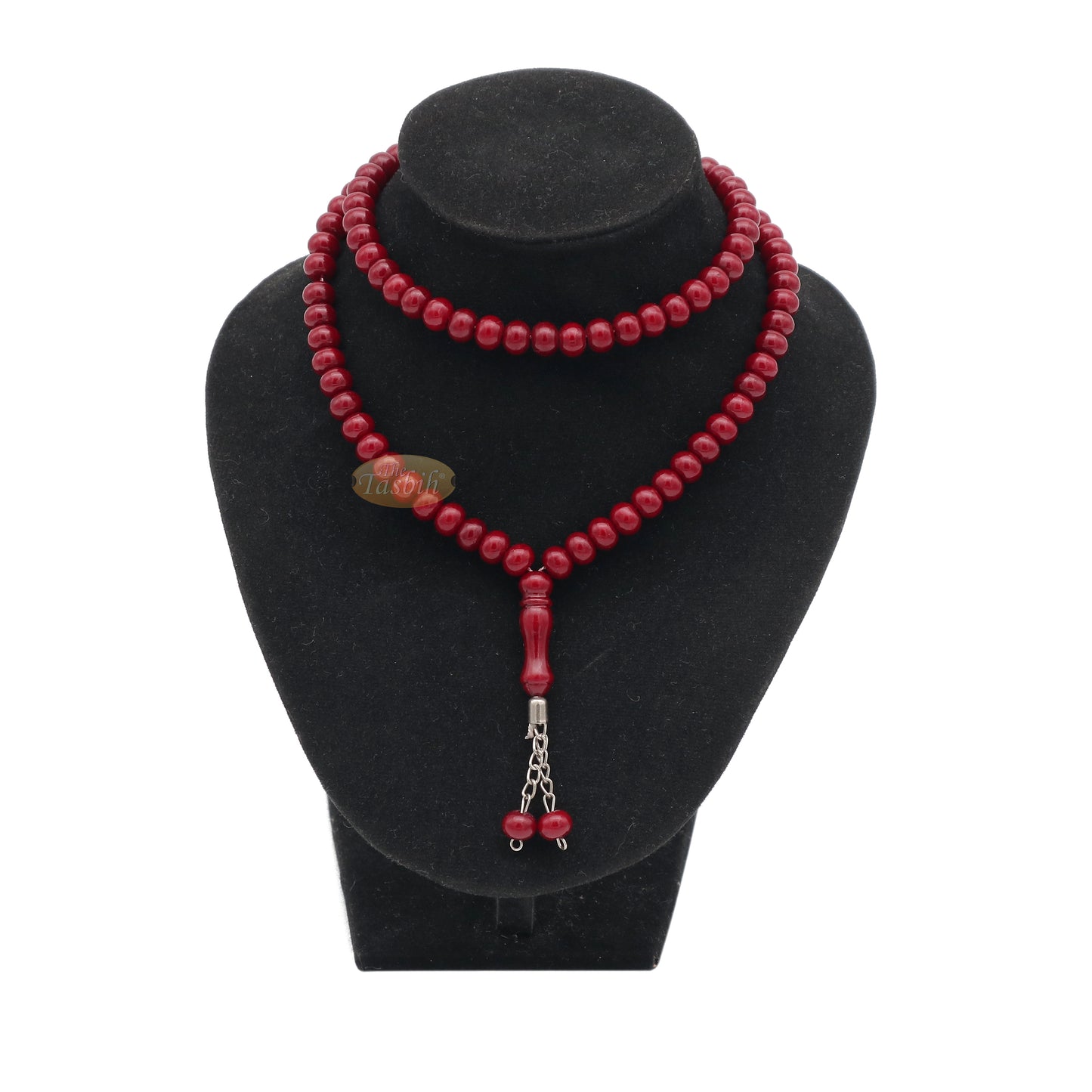 Tasbih Tasbih Islam Monomer Ukuran Sedang Maroon 7x8 mm Rantai 2