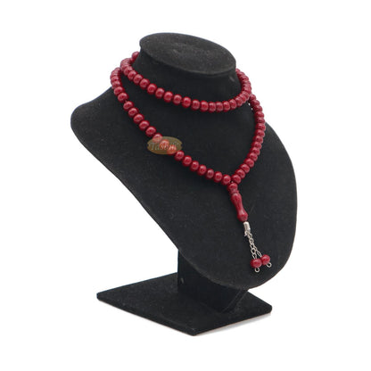 Maroon Med-Size 7×8 mm-Bead Monomer Islamic Prayer Bead Tasbih 2-Chain