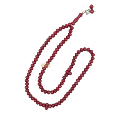 Maroon Med-Size 7×8 mm-Bead Monomer Islamic Prayer Bead Tasbih 2-Chain