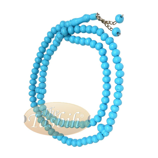 Sky Blue Med-size 7x8mm-bead Monomer Islamic Prayer Bead Tasbih 2-chain