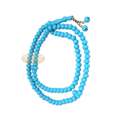 Tasbih Tasbih Islam Monomer Ukuran Sedang Biru Langit 7x8 mm Rantai 2