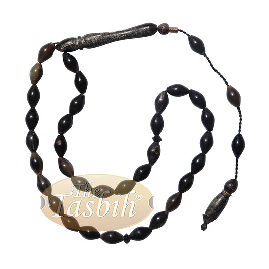 Vertical Oval Small Buffalo Horn 33-Bead 6x10 mm Turkish Prayer Beads