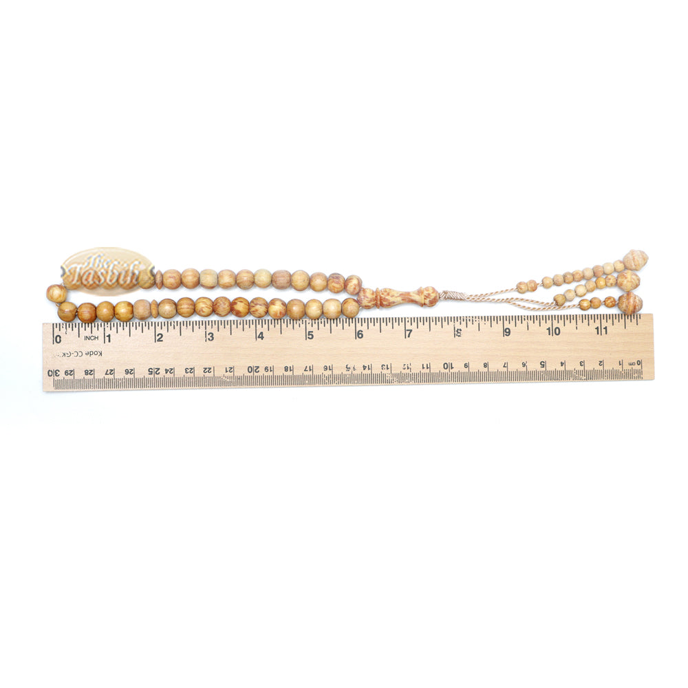 Tasbih Doa Muslim Kayu Pinus 33 Butir Beraroma 8 mm Misbaha Kayu