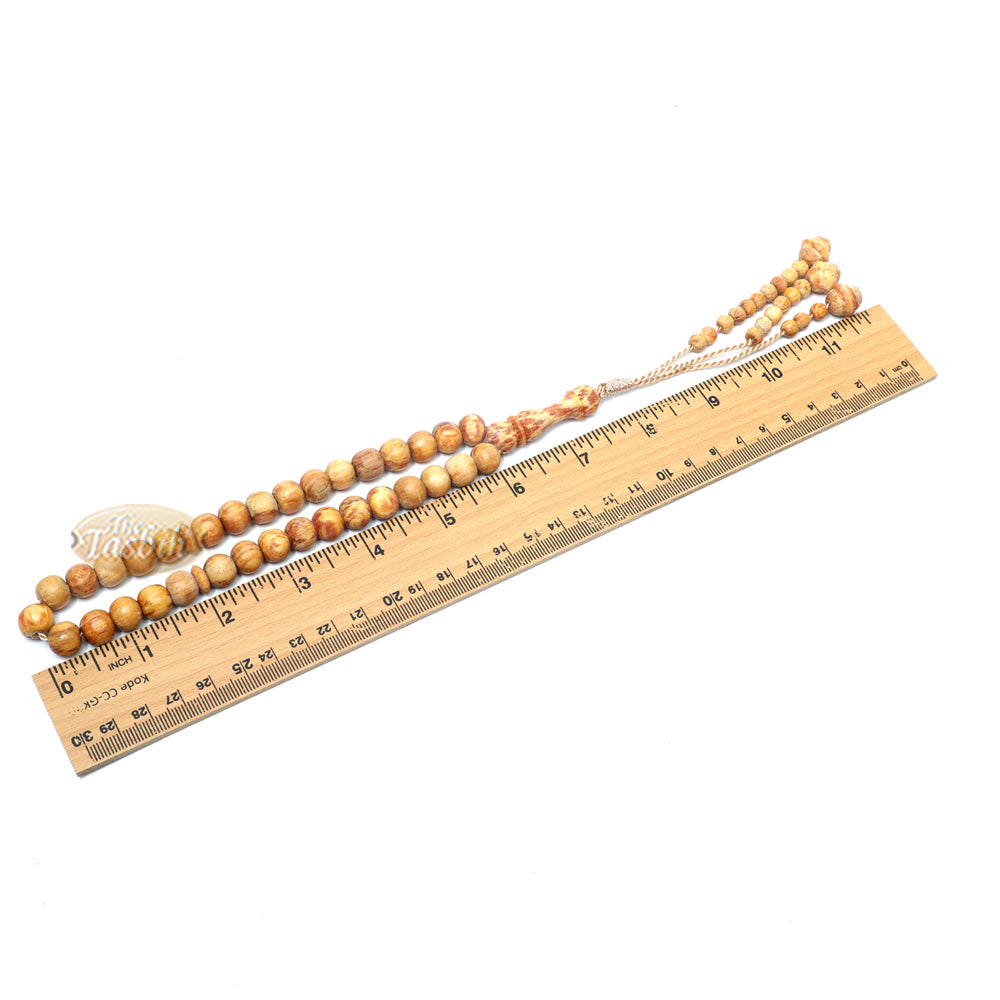 Tasbih Doa Muslim Kayu Pinus 33 Butir Beraroma 8 mm Misbaha Kayu