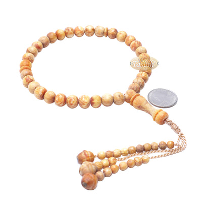 Tasbih Doa Muslim Kayu Pinus 33 Butir Beraroma 8 mm Misbaha Kayu