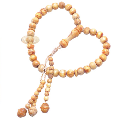 Tasbih Doa Muslim Kayu Pinus 33 Butir Beraroma 8 mm Misbaha Kayu
