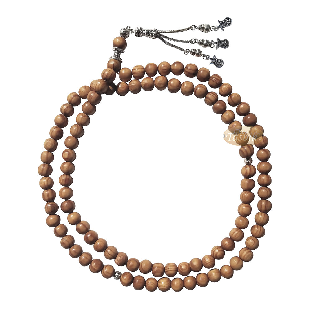 Large Wooden Tasbih With Tulip Charms From Konya 10mm Pine Wood Beads 99Ct Sibha Islamic Gift For Prayer Salat Dhikr Muslim Tasbeeh Necklace