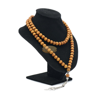 Large Wooden Tasbih with Tulip Charms From Konya 10 mm Pine Wood Beads 99 count Sibha Islamic Gift For Prayer Salat Dhikr Muslim Tasbeeh Necklace